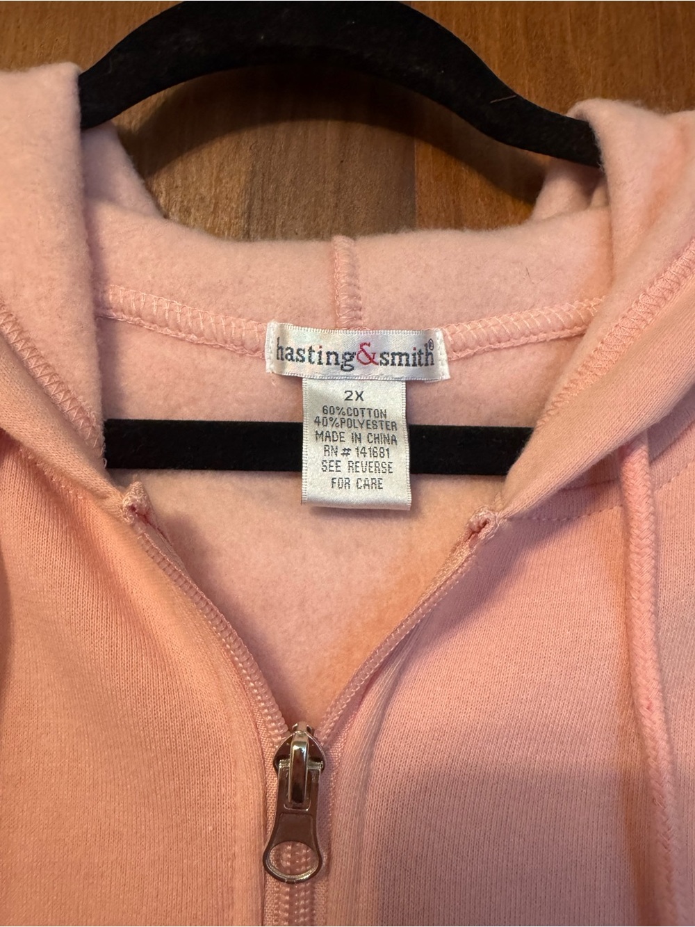 Women's Plus Size Light Pink Zip-Up Hoodie Size 2XL - Picture 4 of 6